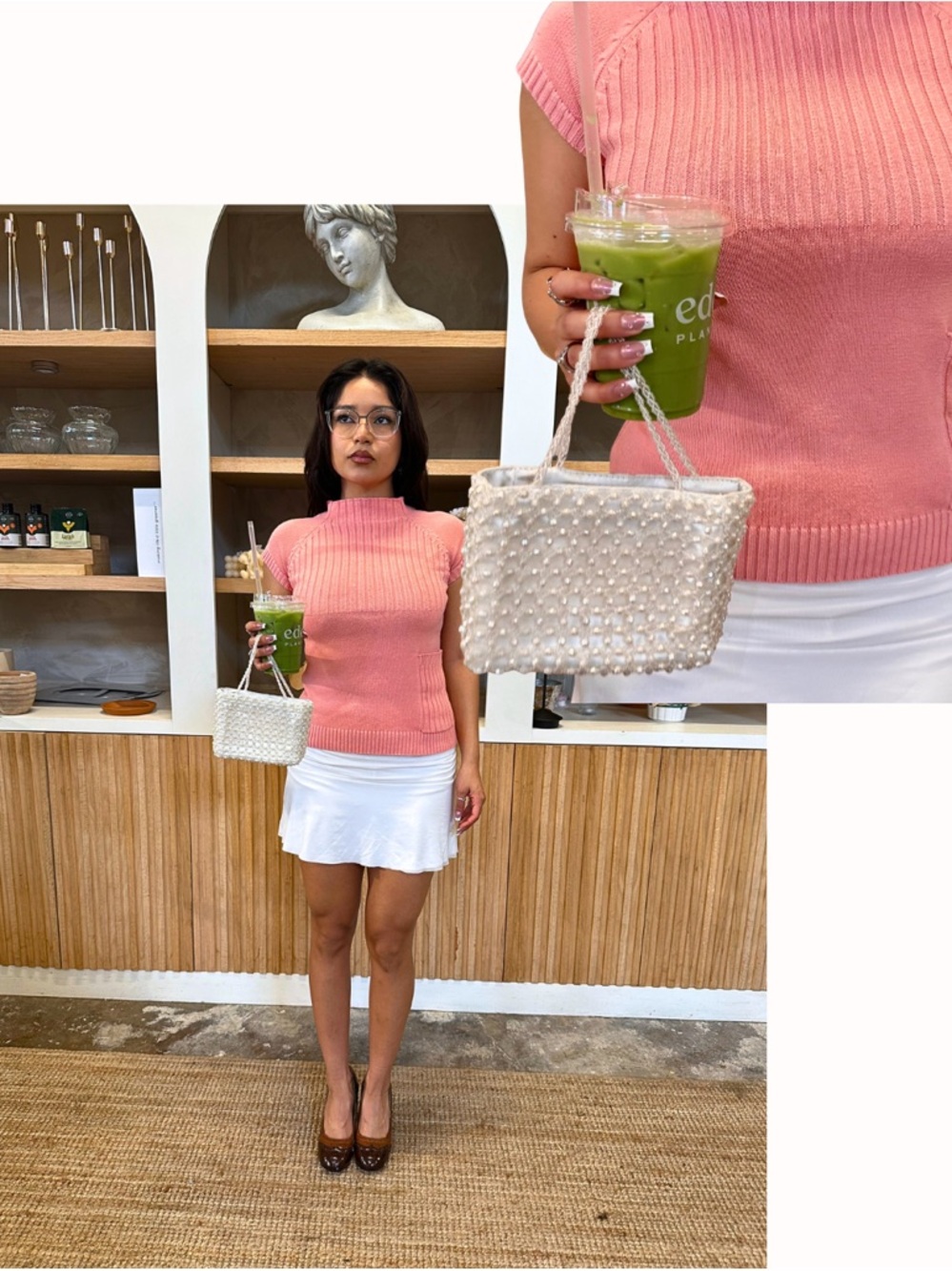 Pink Ribbed Knit Short Sleeve Top